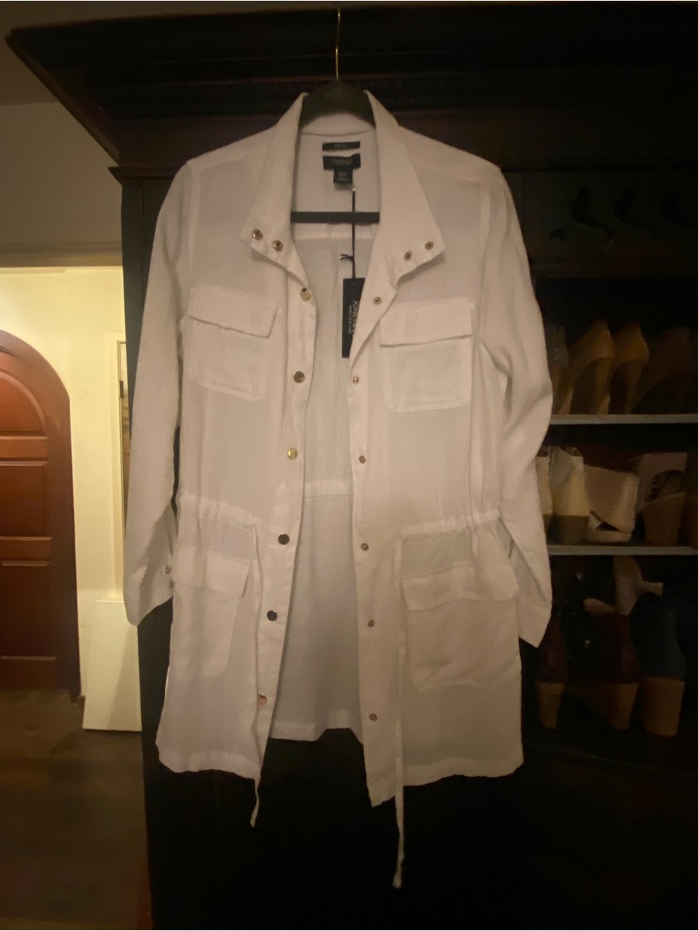 Jones New York White Utility Jacket with Snap Front